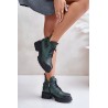 Zazoo 60483 Women's Leather Ankle Boots With Low Shaft Insulated Dark Green - 60483 V.OLIWKA+CN