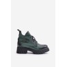 Zazoo 60483 Women's Leather Ankle Boots With Low Shaft Insulated Dark Green - 60483 V.OLIWKA+CN