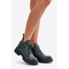 Zazoo 60483 Women's Leather Ankle Boots With Low Shaft Insulated Dark Green - 60483 V.OLIWKA+CN