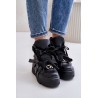 Leather Women's Sneakers On Massive Platform CheBello 4561 Black - 4561 CZARNY