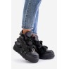 Leather Women's Sneakers On Massive Platform CheBello 4561 Black - 4561 CZARNY