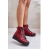 Light Warm Women's Ankle Boots On Platform And Wedge Burgundy Savindria - RMR23109A-2 CZERWONY