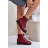 Light Warm Women's Ankle Boots On Platform And Wedge Burgundy Savindria - RMR23109A-2 CZERWONY