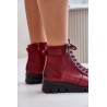 Light Warm Women's Ankle Boots On Platform And Wedge Burgundy Savindria - RMR23109A-2 CZERWONY