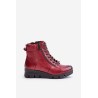 Light Warm Women's Ankle Boots On Platform And Wedge Burgundy Savindria - RMR23109A-2 CZERWONY