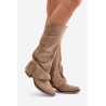 Women's Low Heel Boots With Rolled Shaft Beige Stinova - RMR2382-2 BEZ