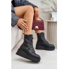 Leather Worker Boots Insulated On Platform And Wedge Vinceza 58338 Black - 58338 CZARNY LICO SK