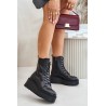 Leather Worker Boots Insulated On Platform And Wedge Vinceza 58338 Black - 58338 CZARNY LICO SK