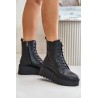 Leather Worker Boots Insulated On Platform And Wedge Vinceza 58338 Black - 58338 CZARNY LICO SK