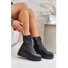 Leather Worker Boots Insulated On Platform And Wedge Vinceza 58338 Black - 58338 CZARNY LICO SK