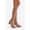 Insulated Women's Heeled Boots Eco Suede Beige Tirisha - 168-529 KHAKI